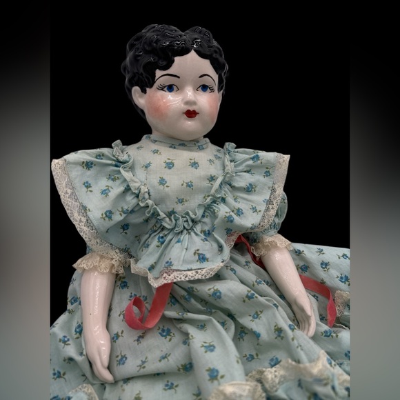 Antique Other - Antique German Porcelain Doll with Floral Dress -21.5”